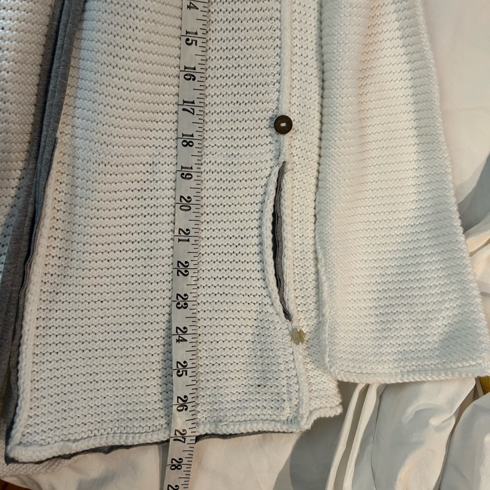 PURE Cotton Handknit Chunky White Button Cardigan Sweater Hoodie S/M‎ - Picture 9 of 9